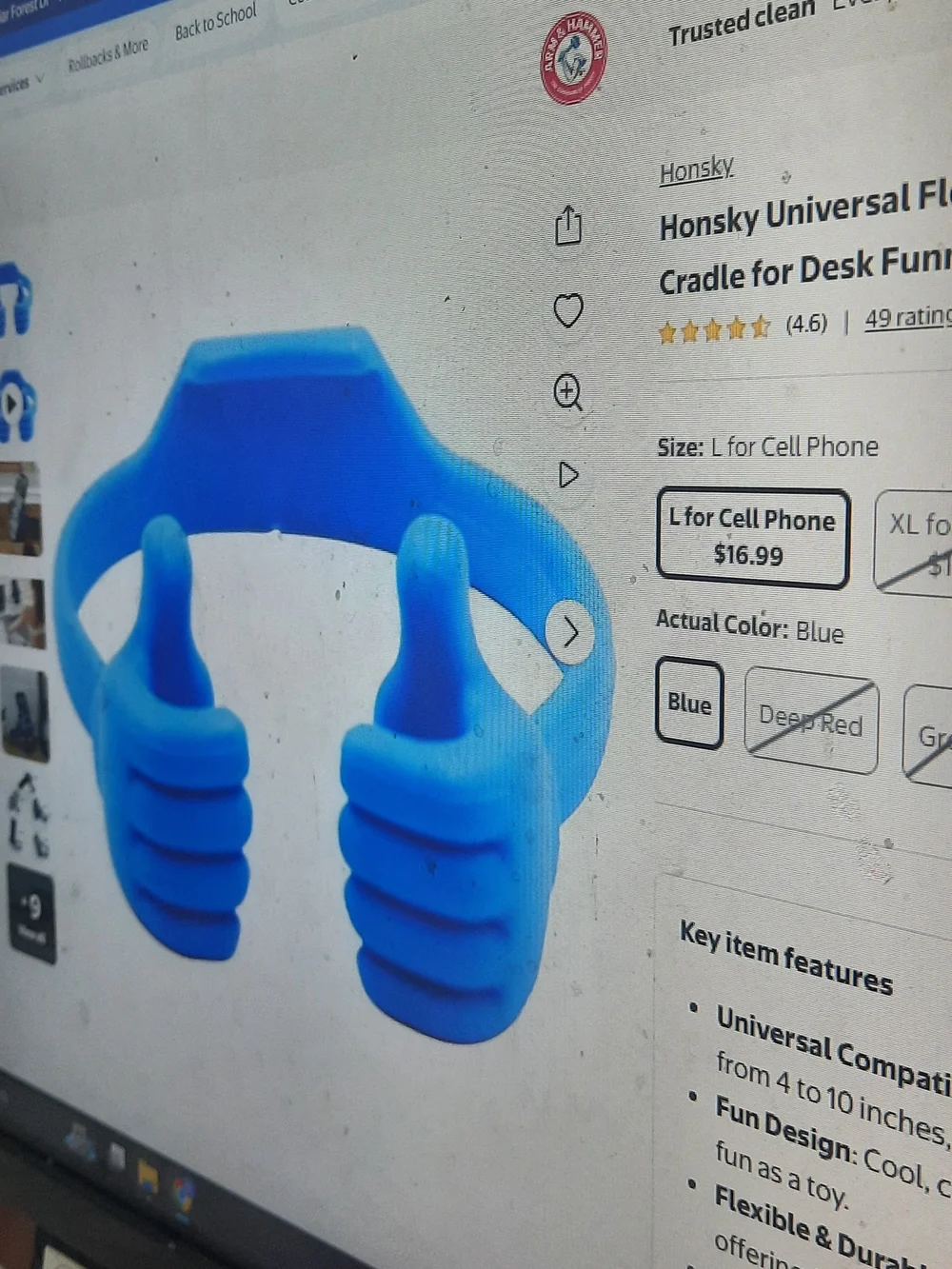 Blue Thumb Grip Universal Cell Phone Cradle